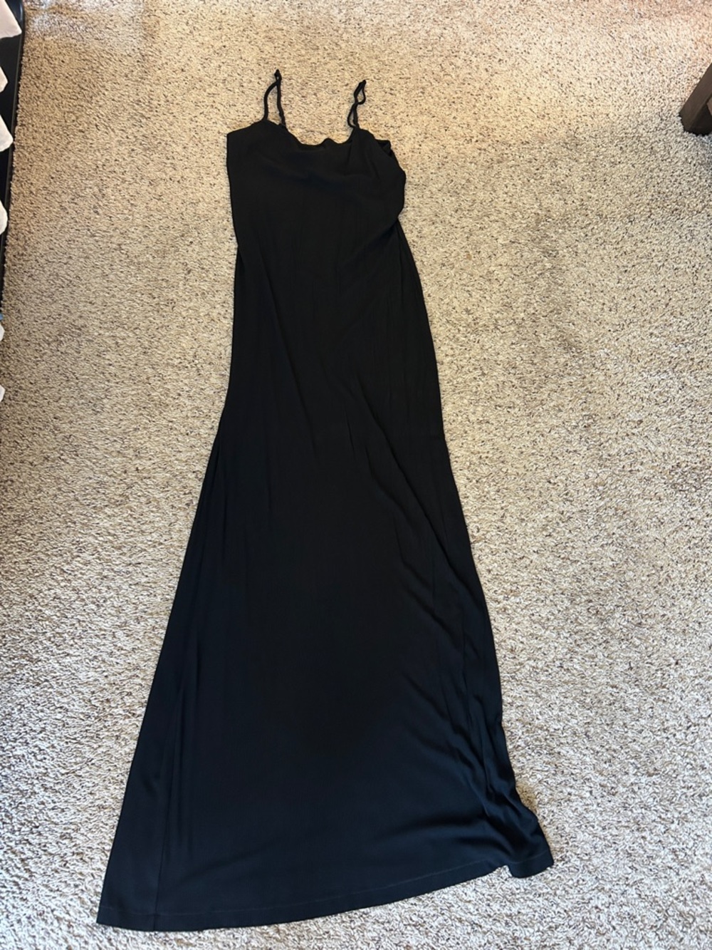 SKIMS Black Maxi dress with Adjustable Spaghetti Straps